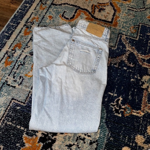 H&M &Denim Light Wash High Rise Distressed Straight Leg Jeans Size 2 - Picture 6 of 6